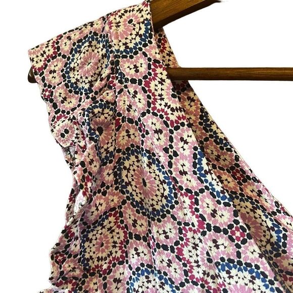 LOFT Floral Print Sleeveless Top Blouse Medallion Casual Boho - Picture 3 of 5